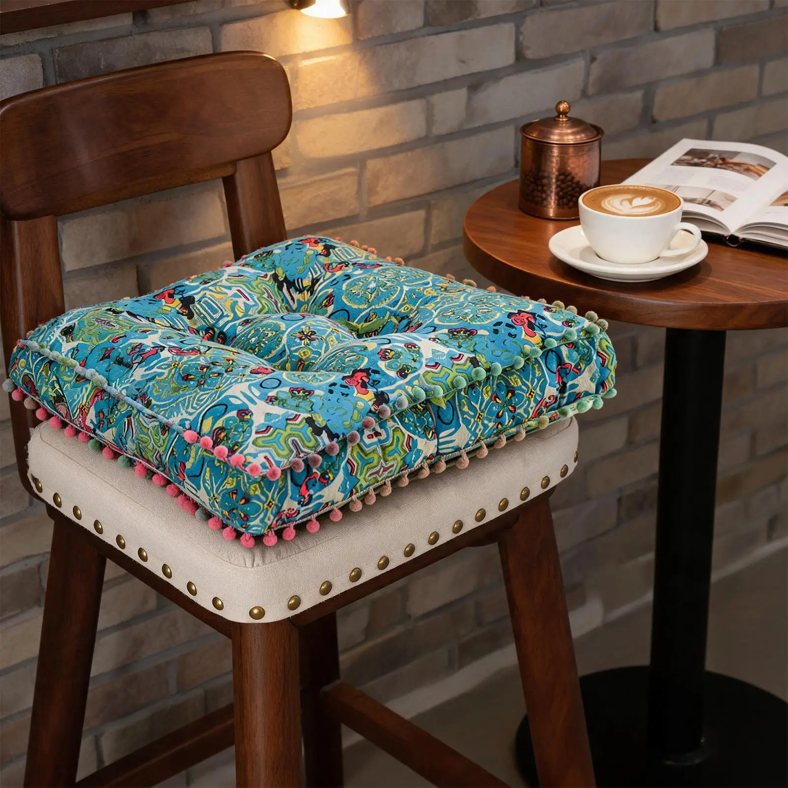 Kitchen Chair Pads 16x16 Inch Non-Slip Boho Pads Seat Cushions For Kitchen Chairs For Sitting Pressure Relief Bedroom Living