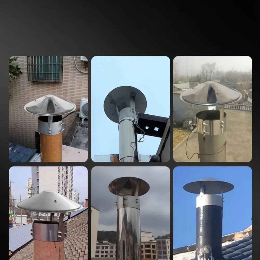 Protective Chimney Rain Cap Stainless Steel Vent Cover For Outdoor Pipe Stove Fireplace Exhaust System Replacement Part