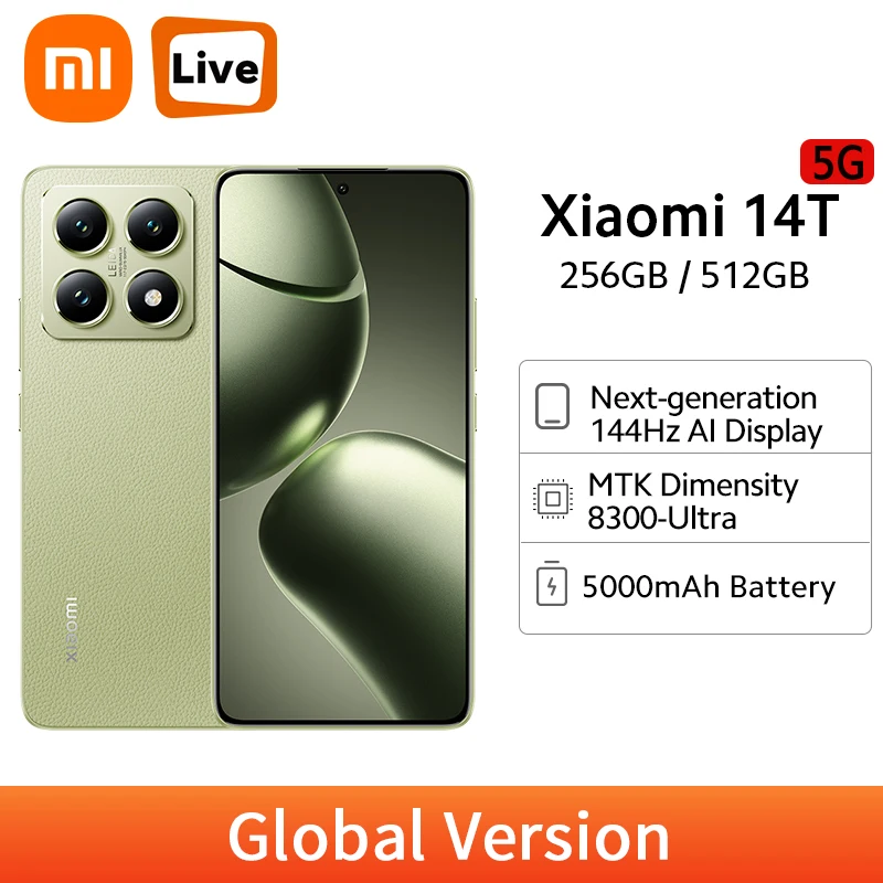 Xiaomi 14T 5G глобальная версия смартфон 50 МП Leica камера MediaTek Dimensity 8300-Ultra 5000 мАч 67 Вт HyperCharge NFC 144 Гц