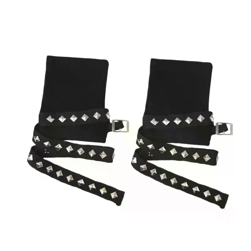 고딕 펑크 핑거리스 장갑 리벳 오버슬리브 블랙 커프 코스프레 힙합 패션 의상 액세서리