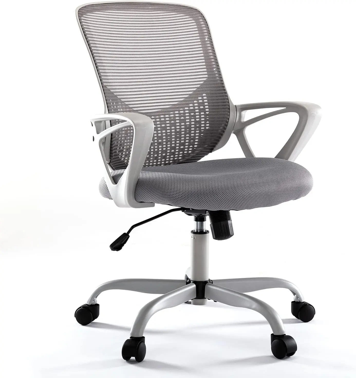 

Home Office Chair Ergonomic Computer Desk Chair Mesh Mid-Back Height Adjustable Swivel Chair with Armrest, Grey