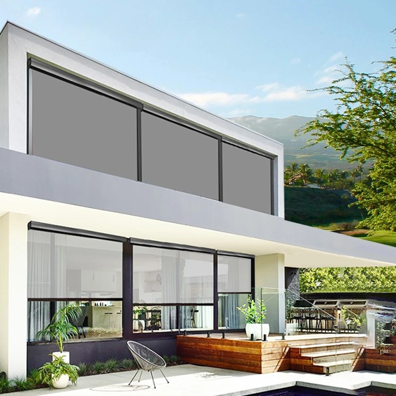 Manufacturer Anti-UV Built-In Pinhole Electric Roll up Mosquito Screen Window Automatic Curtain for Outdoor Balcony Garden
