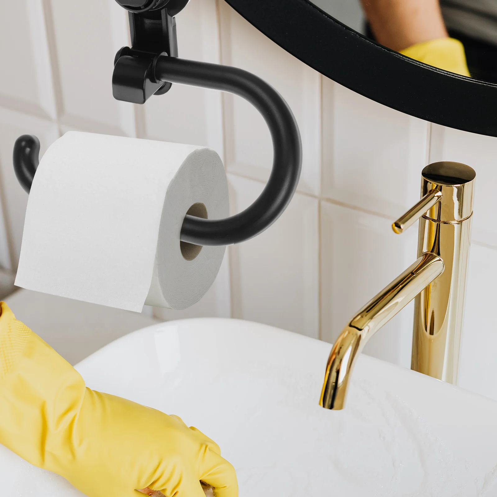 ถ้วยดูดกระดาษผ้าเช็ดตัวผู้ถือ Hook Rv ห้องน้ํา Wall Mount กระดาษทิชชูห้องน้ํา Abs Stand