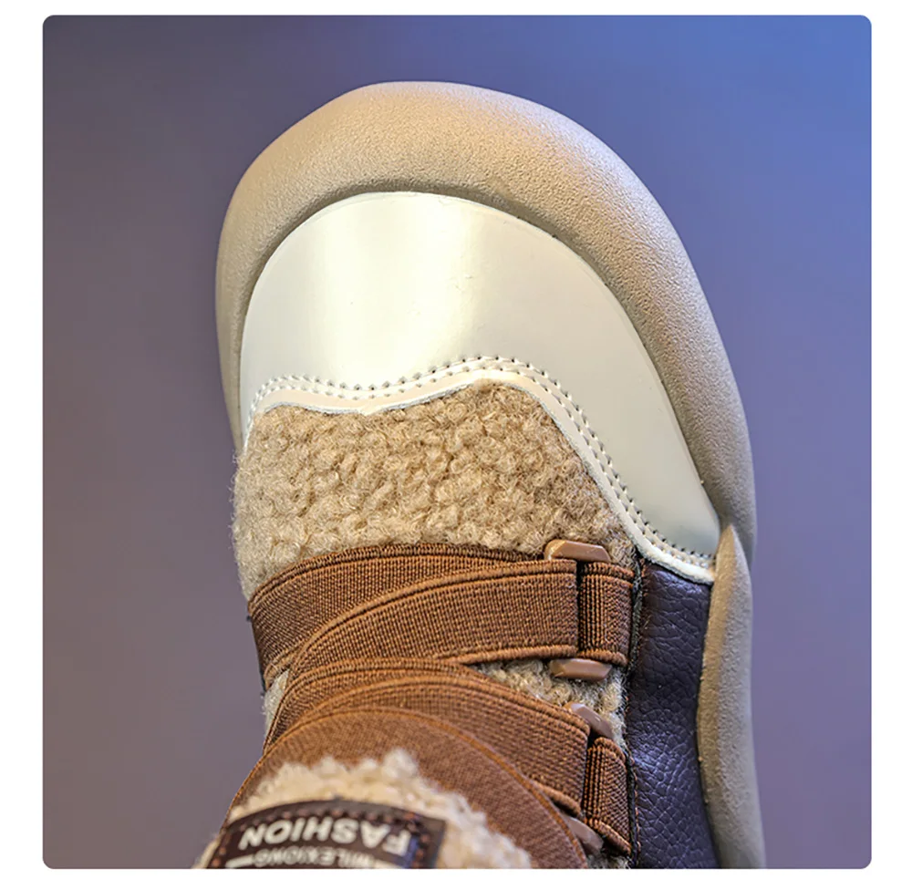 Faux Fur Winter Boots For Children Thick Warm Teenager Kid's Snow Boots Anti-slippery Padded Cotton Shoes For Boys Girls