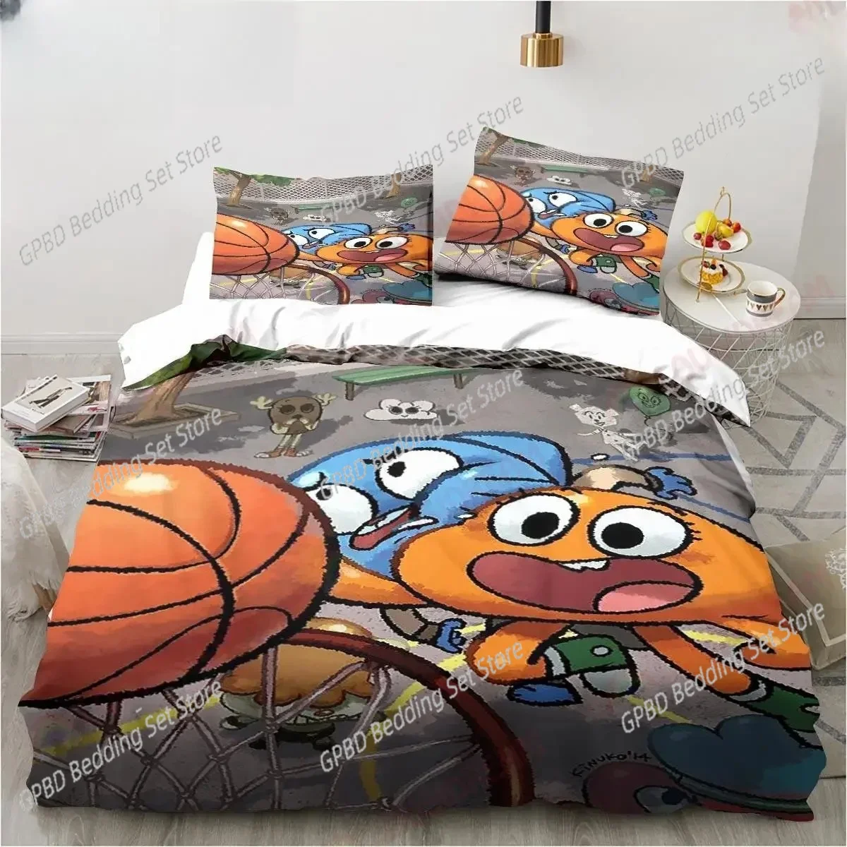 

New Cartoon The Amazing World Bedding Set Gumball Sheet King Twin Double Child Bedding Set Mircofiber or Polyester Duvet Cover