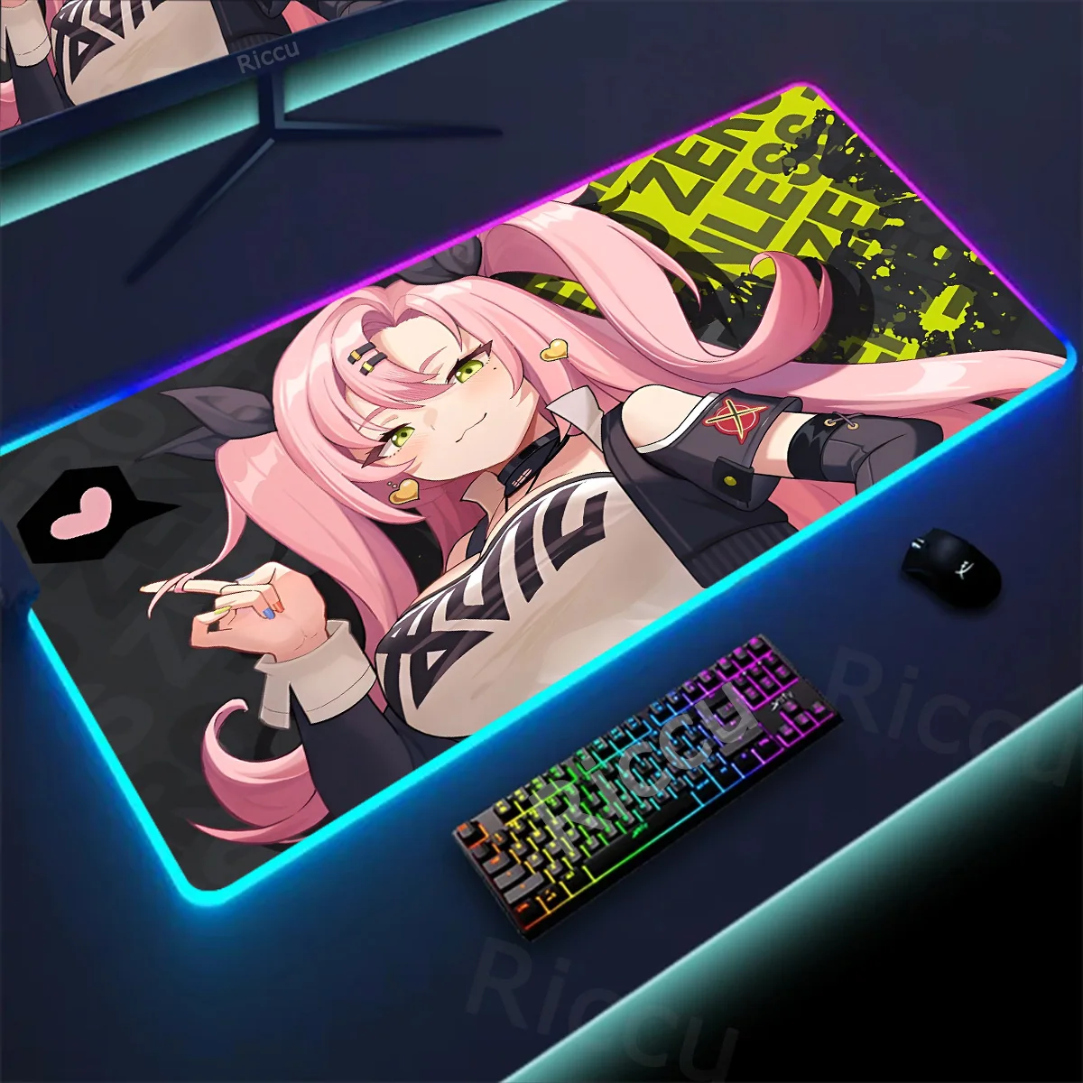

hot Zenless Zone Zero Nicole RGB Mouse Pad Laptop Pink Cute Sexy Anime Girl Mousepad Kawaii Gamer Keyboard Desk HD Printing Mats