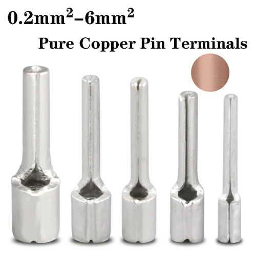 Terminales de pasador de cobre puro PTN0.5/1,25/3,5/5,5-9/10/12/13 conectores de cable eléctrico de terminal de empalme terminales de engarzado no aislados