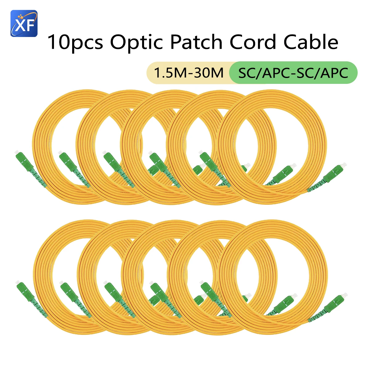 

10pcs SC/APC-SC/APC Single Mode Fiber Optic Patch Cable 1.5M/2M/3M/5M/10M/15M/20M/30M 9/125μm OS2 For FTTH/FTTR Wholesale