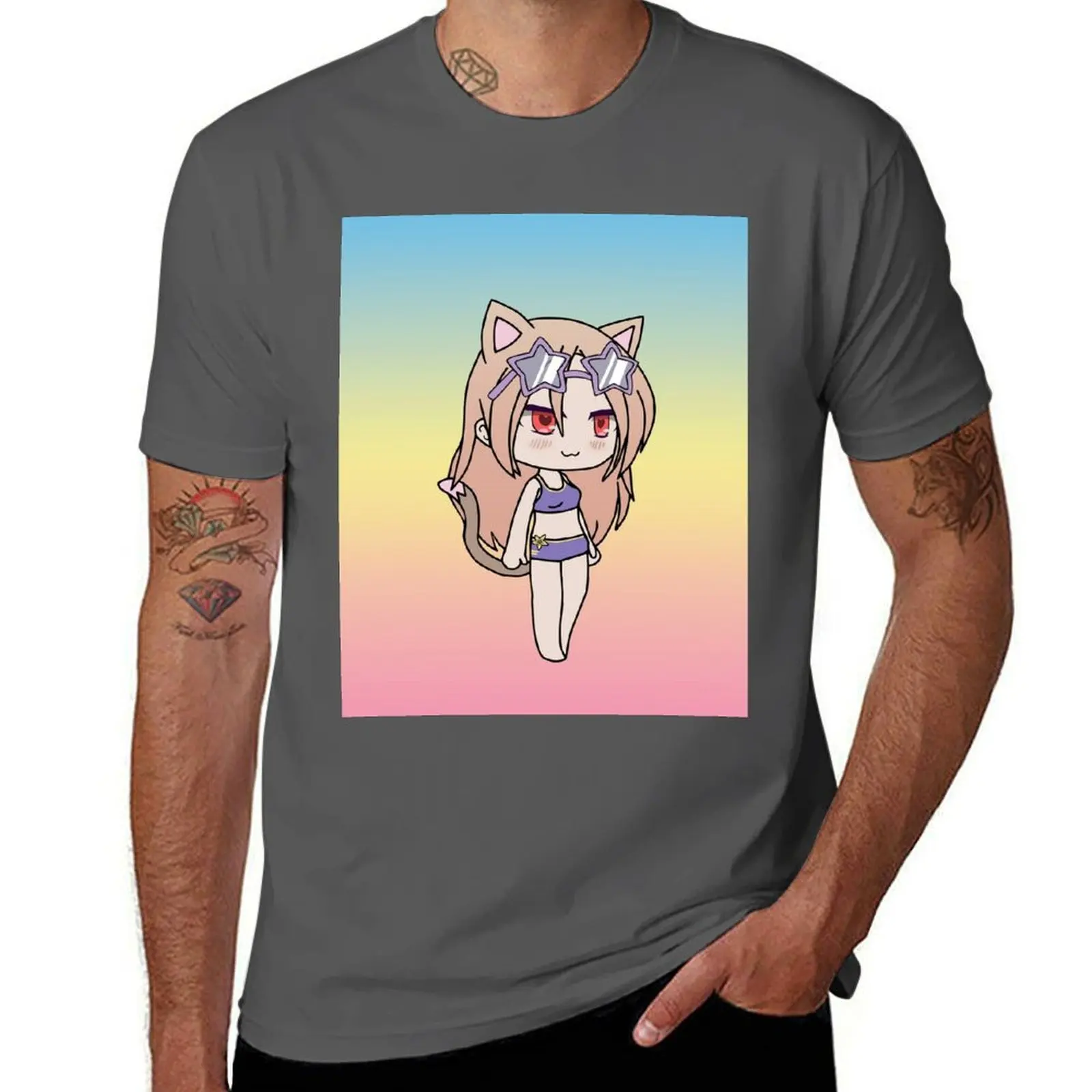 

Gacha Life Cute Gacha Neko Girl Karin in swimsuit T-Shirt t shirts for man cotton cotton t shirts man 100% T-Shirt