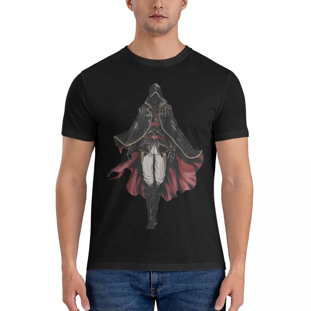 Legend Ezio Auditore T-Shirt for Men A-Assassin's Game Creed Funny Pure Cotton Tees Round Collar Short Sleeve T Shirts