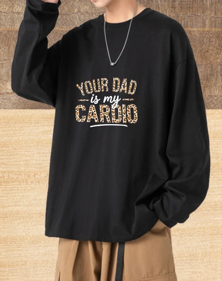 

Футболка мужская осенняя Bsketball Harajuku с длинными рукавами и графическим рисунком Your Dad Is My Cardio Мужская одежда Футболка с принтом Harajuku Y2k