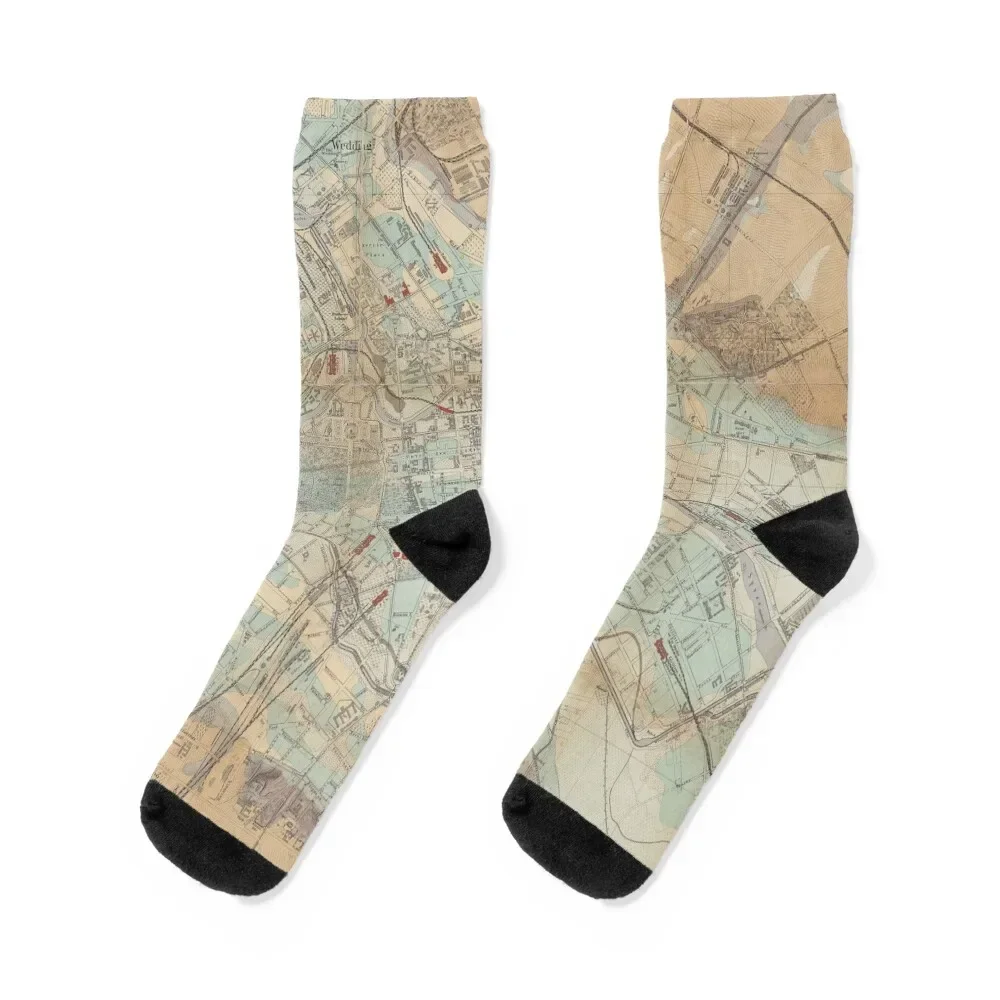 

Vintage Berlin Germany Geological Map (1885) Socks new year valentine gift ideas Women's Socks Men's