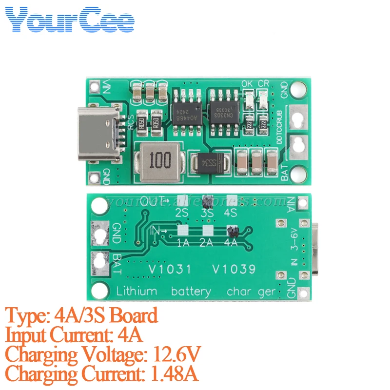 2pcs/lot 2S 3S 4S Cells LiPo Polymer Li-Ion Charger Board Module 1Mhz 8.4V 12.6V 16.8V Step-Up Boost Lithium Battery Type-C To