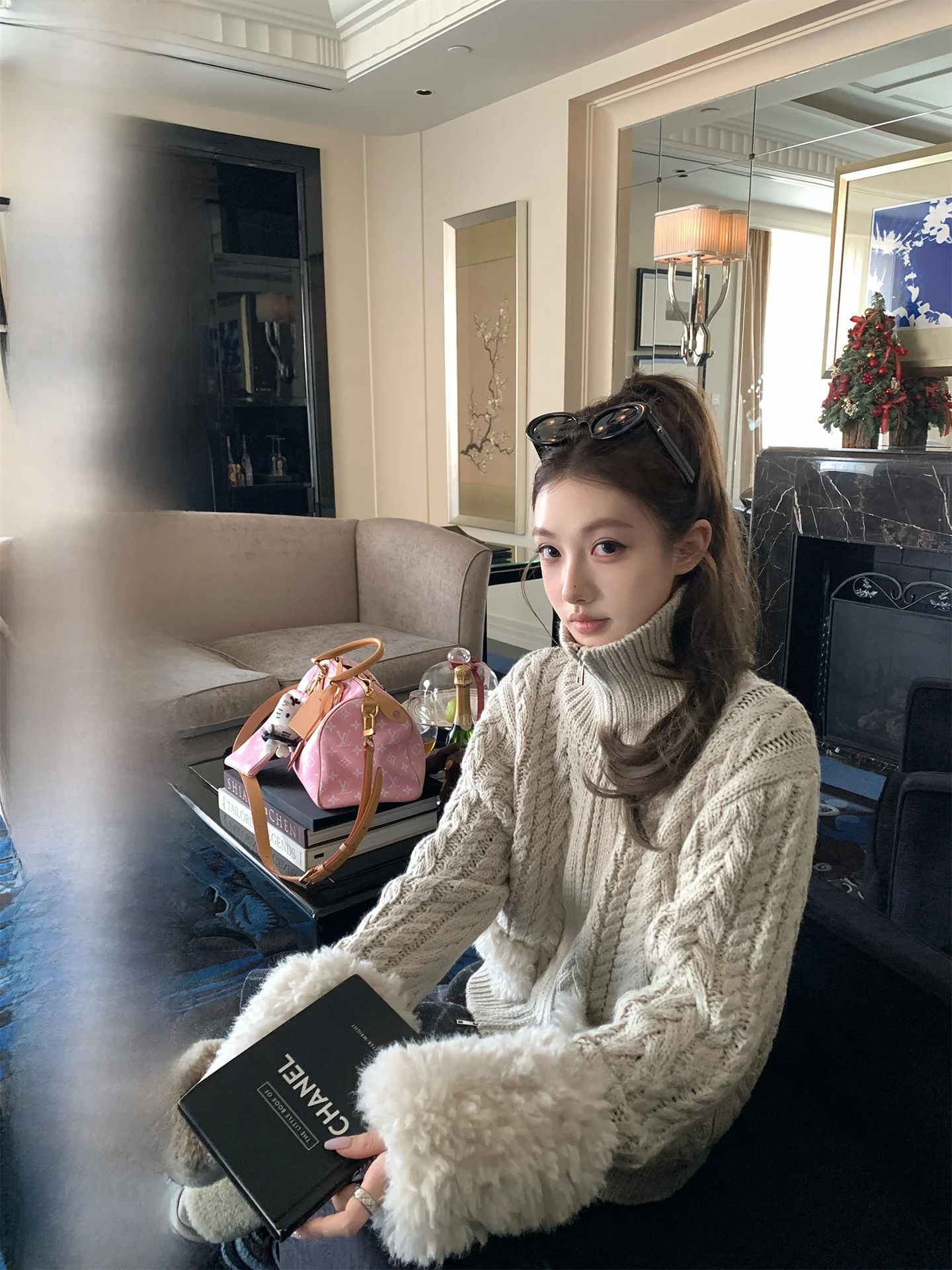 

Теплая вязаная шерстяная куртка для женщин с воротником на молнии, в стиле пэчворк, повседневная, свободного кроя, удлиненная, зимняя...