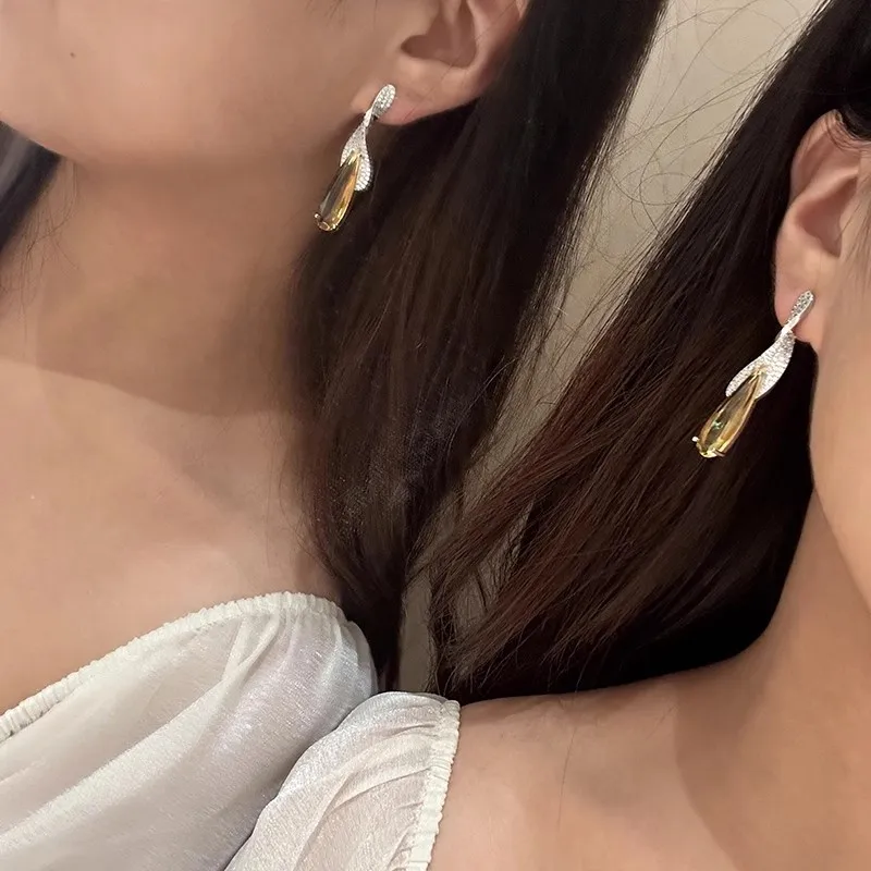Zircon Leaf Light Luxury Temperament Fashion Earrings