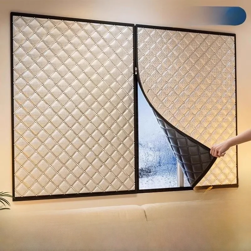 Graphene Heating Curtains Windproof Coldproof Insulation Sealed Warmth without Drilling Modern Style High Light Blocking