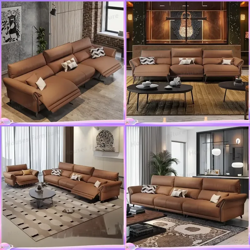 Modern Leather Sofa Luxury Multifunctional Recliner Comfortable Living Room Furniture Wholesale Highlight Design