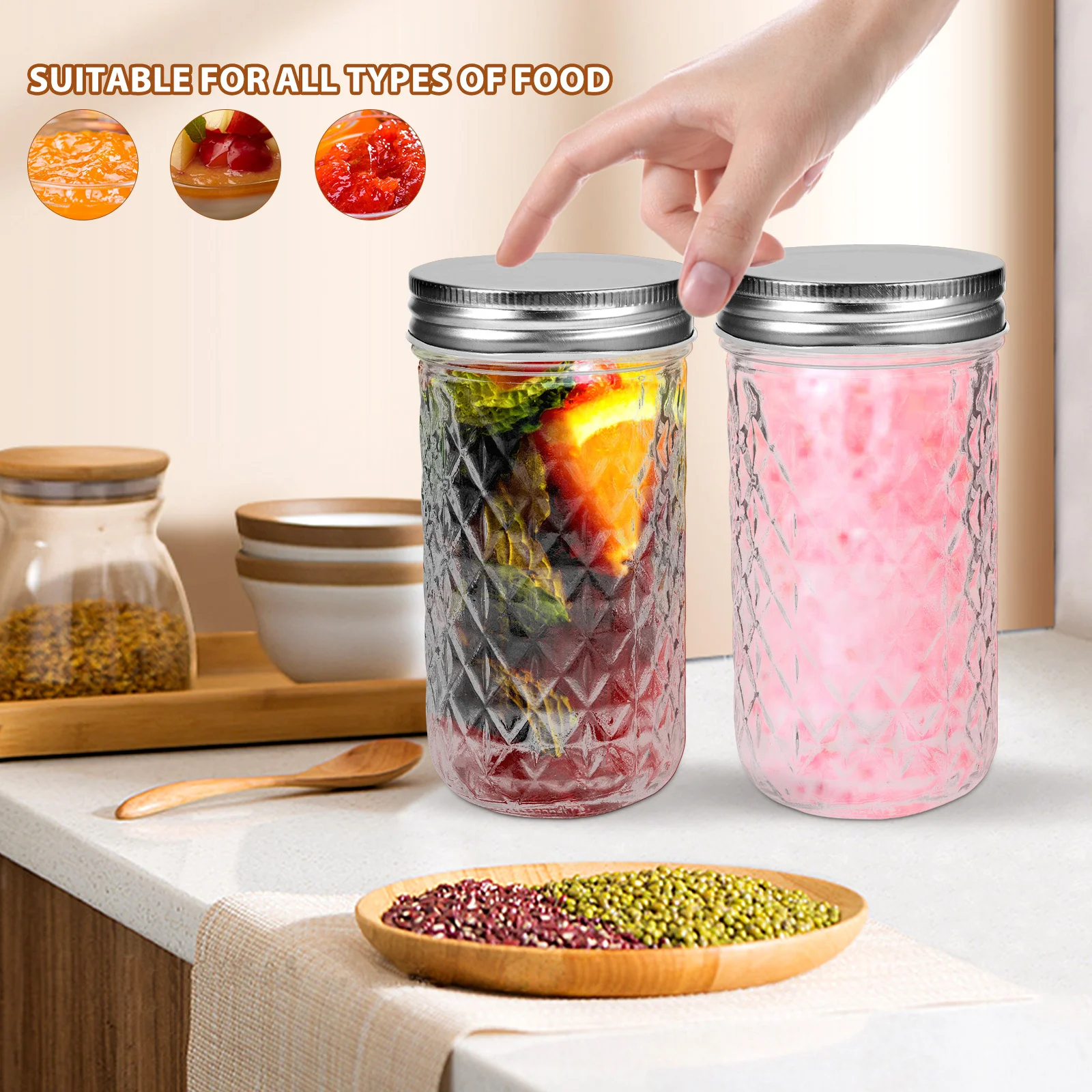 

4 Pcs Honey Bottles Small Jars Jam Sealed Glass with Lid Container Containers Storage