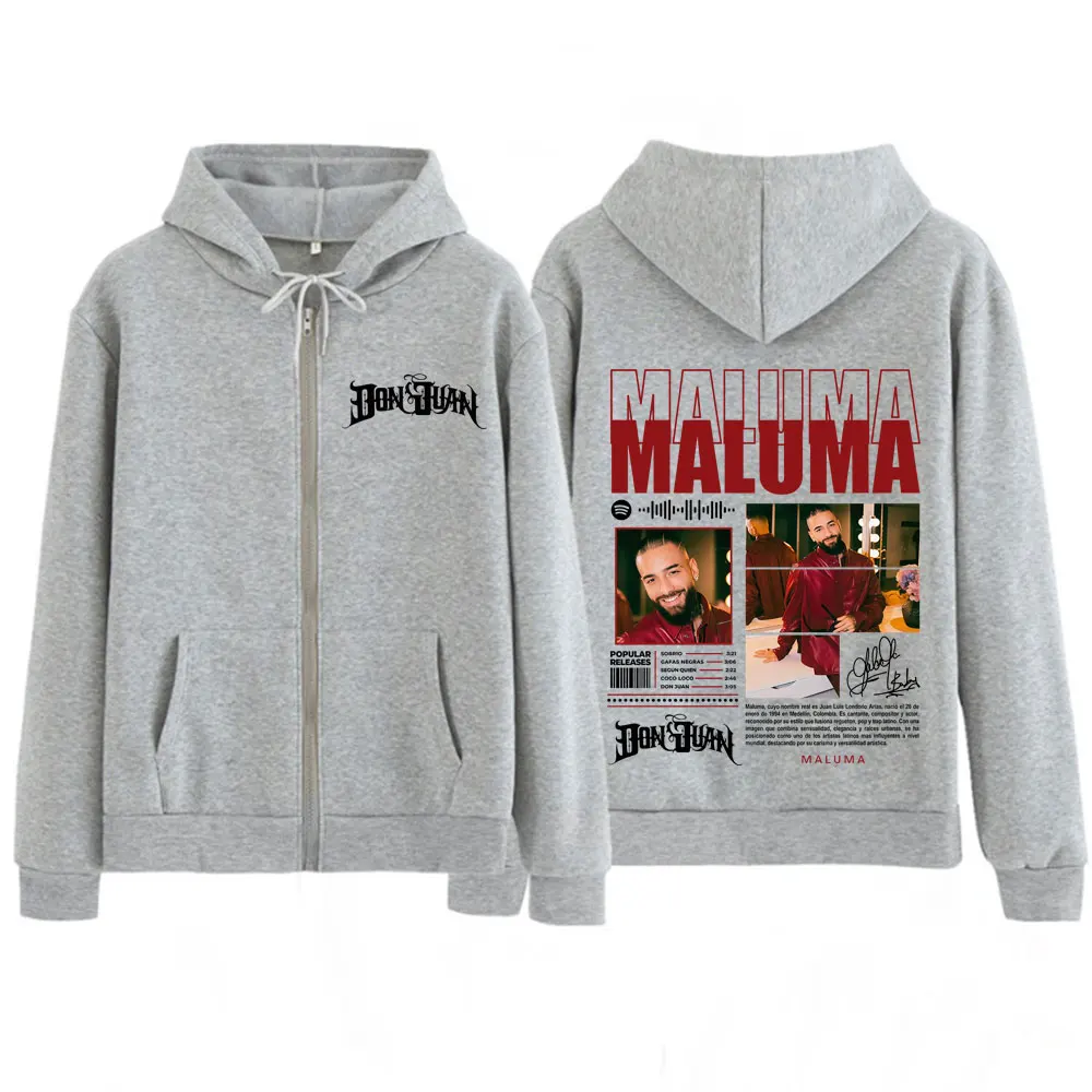 مغني الراب مالوما جولة 2025 الجرافيك زمم هوديي الرجال النساء موضة الهيب هوب البلوز سميكة عادية خمر سستة بلوزات القمم