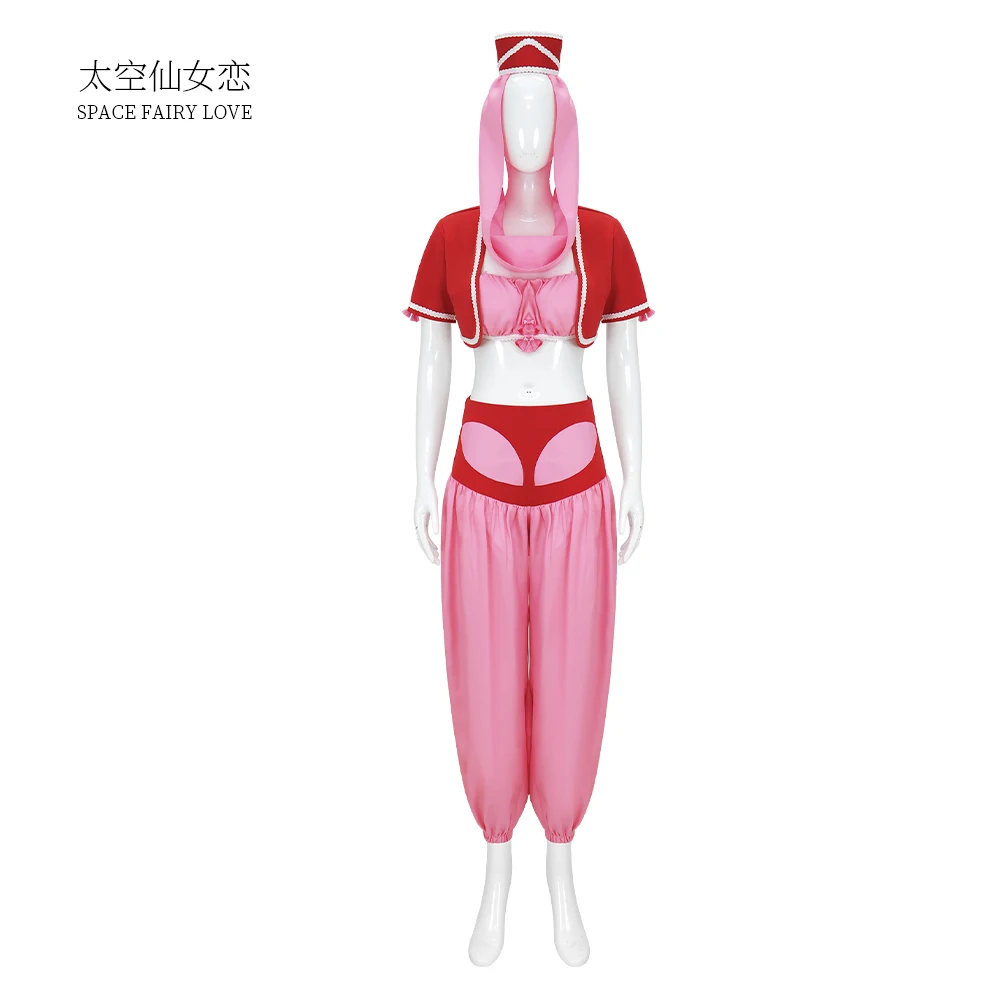 زي CosplayBuy النسائي I Dream of Jeannie التنكري للرقص الشرقي، فستان أحمر، بدلة ملابس الهالوين #1