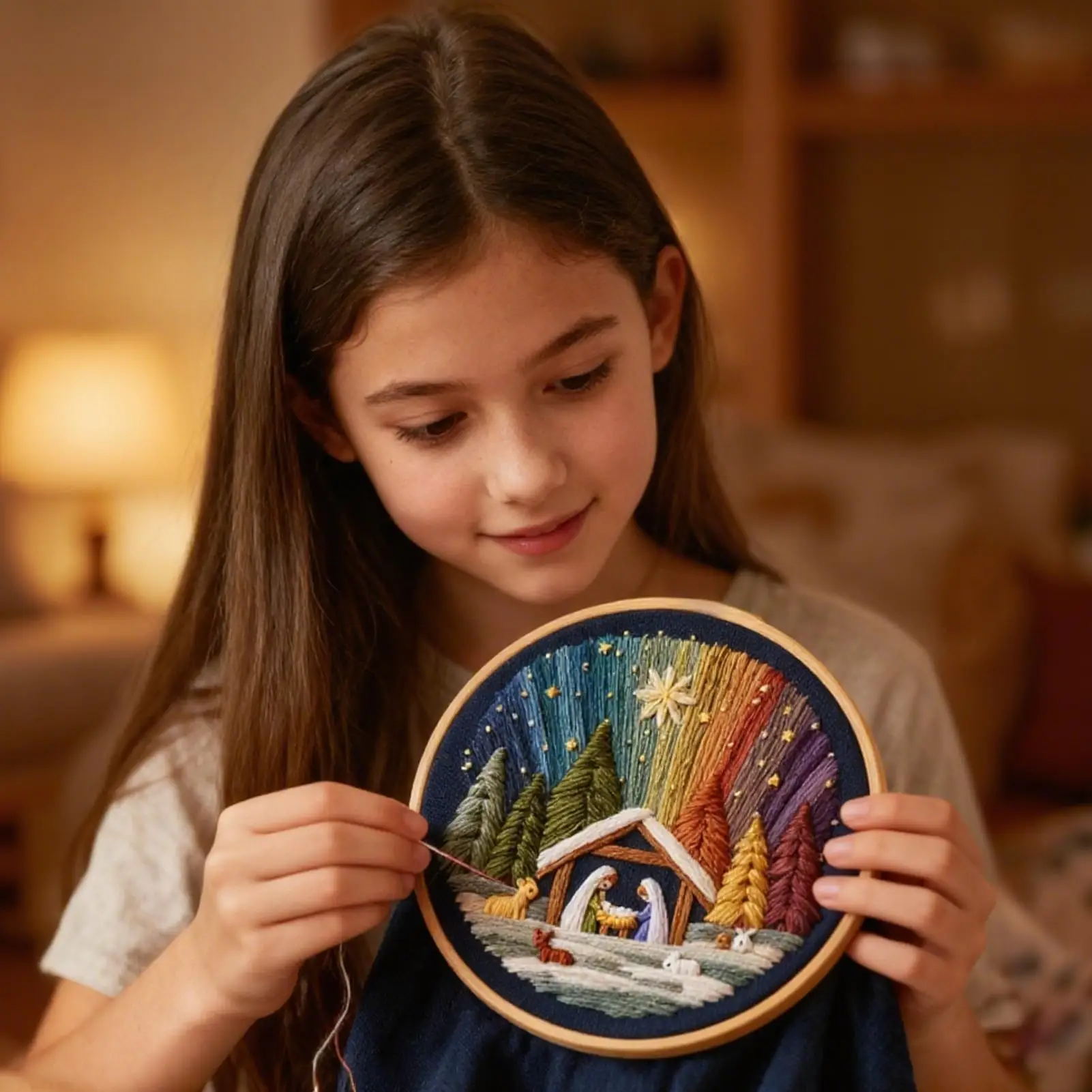 

Nativity Scene Embroidery Kit Nativity Scene Decorations Stamped Embroidery Beginners Kit For Women Girls Festival Halloween