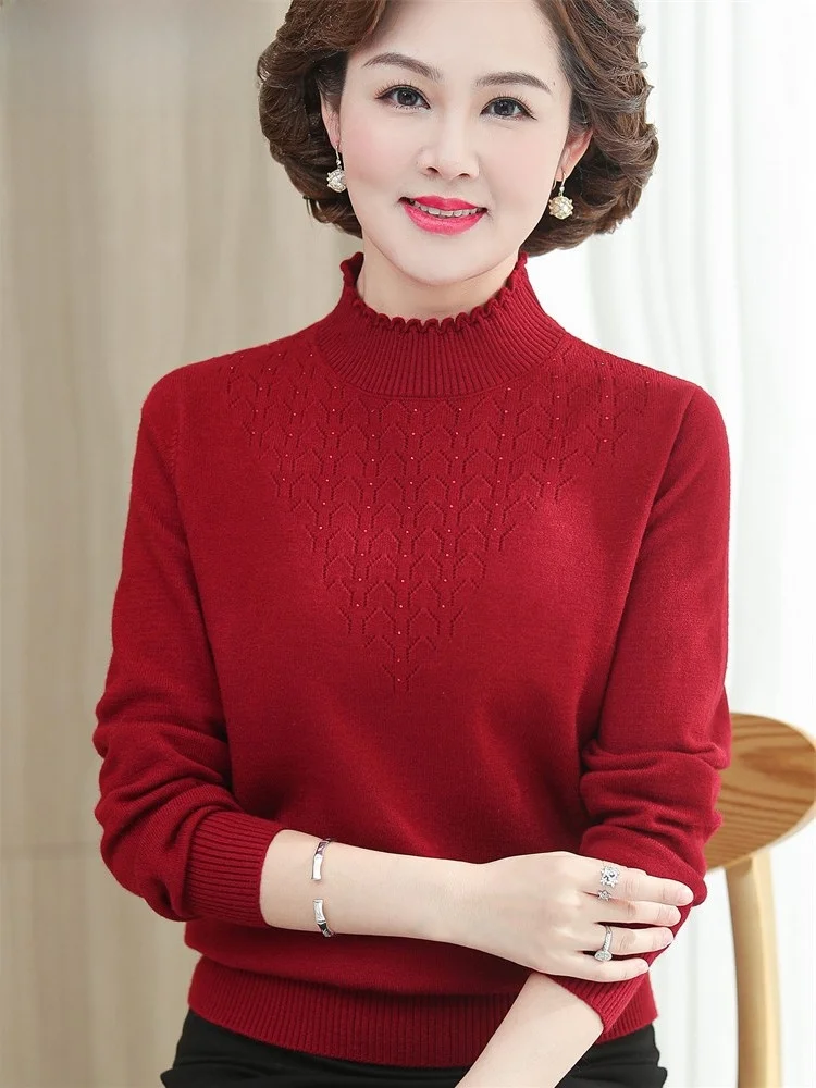 

Утепленная теплая трикотажная кофта с высоким воротником для мам, осенне-зимняя, модная, свободного кроя, однотонная