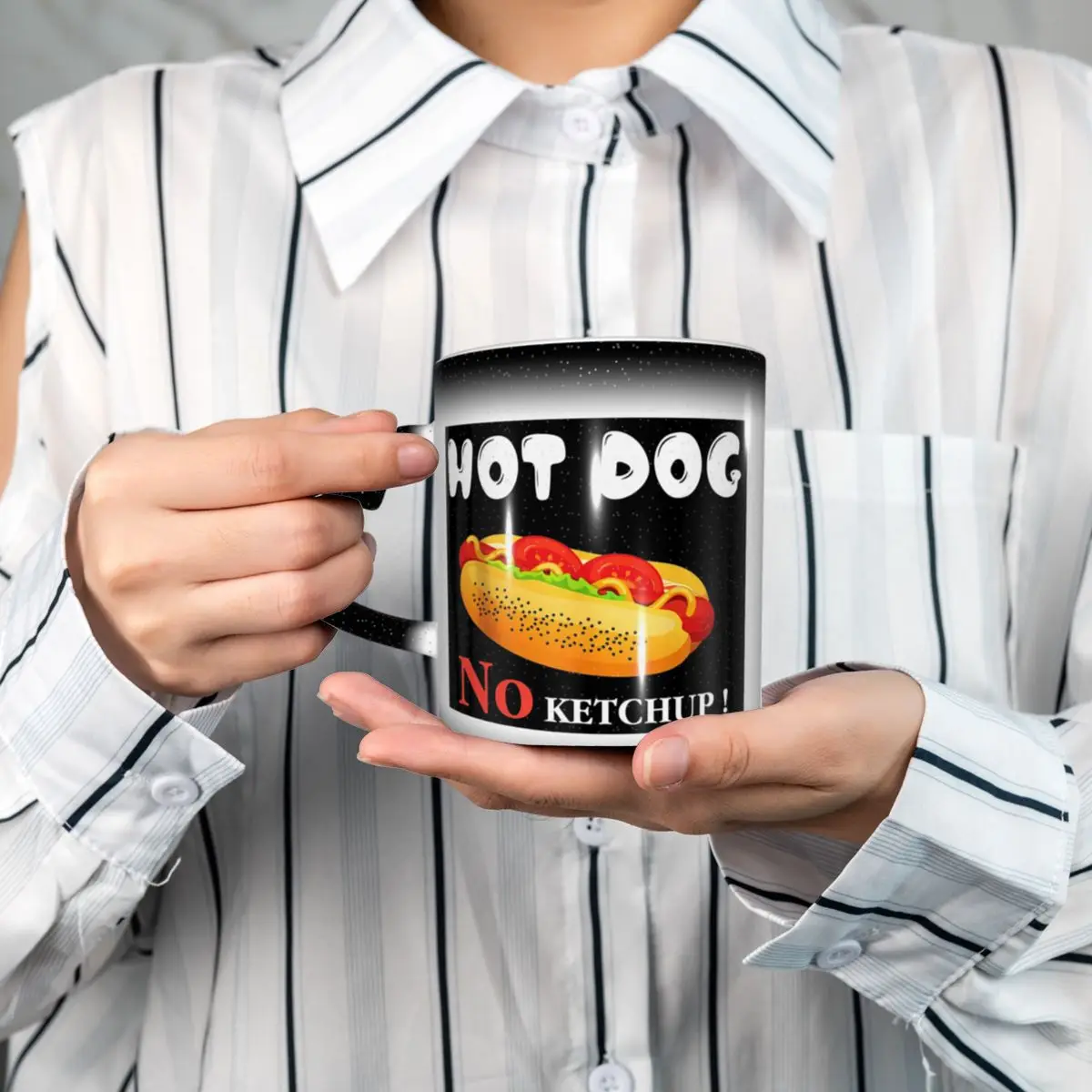 Cartoon Hotdog Ketchup Progressive Mug Funny Ceramic Coffee Cups Tea Mugs Milk Cup Drinkware Gifts for Friends