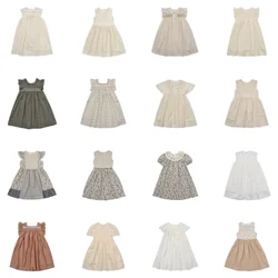 OUYANG&IVAN Girl's Corduroy Flossie Dress Ins 25LOU Palace Style Embroidered Lace Dress Ss Floral Girl Dress