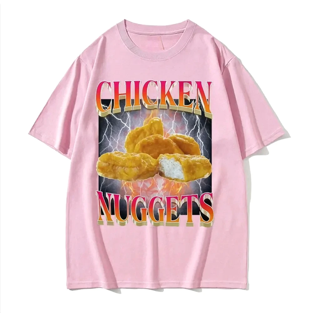 Funny Chicken Nuggets Printed Vintage Style Meme Graphic T-shirt Women Hip Hop Gothic TShirt Comfort Casual Women Clothing