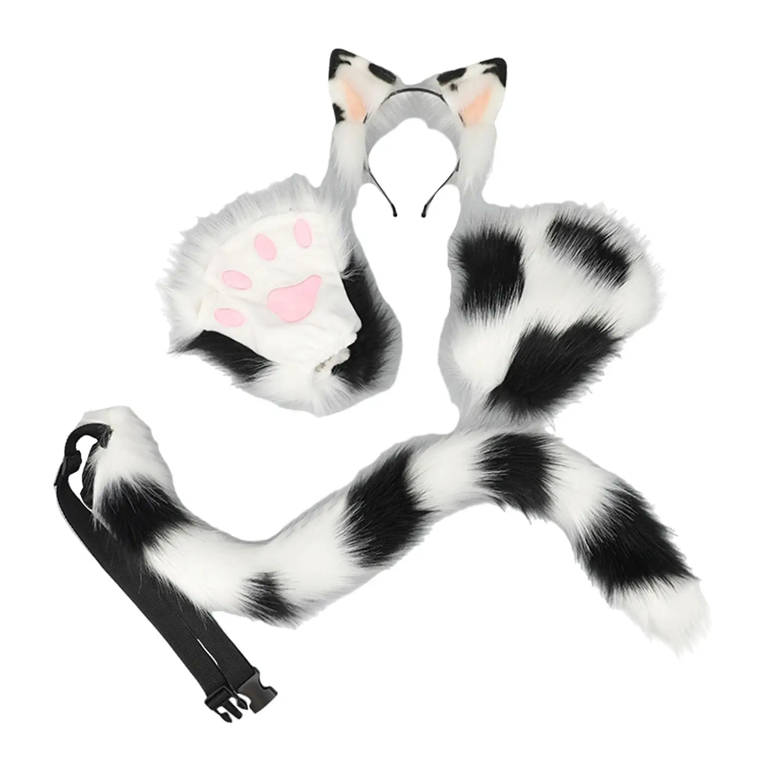 Cat Ears Tail and Paws Set Hair Accessories Headwear Party Decor Fancy Dress
