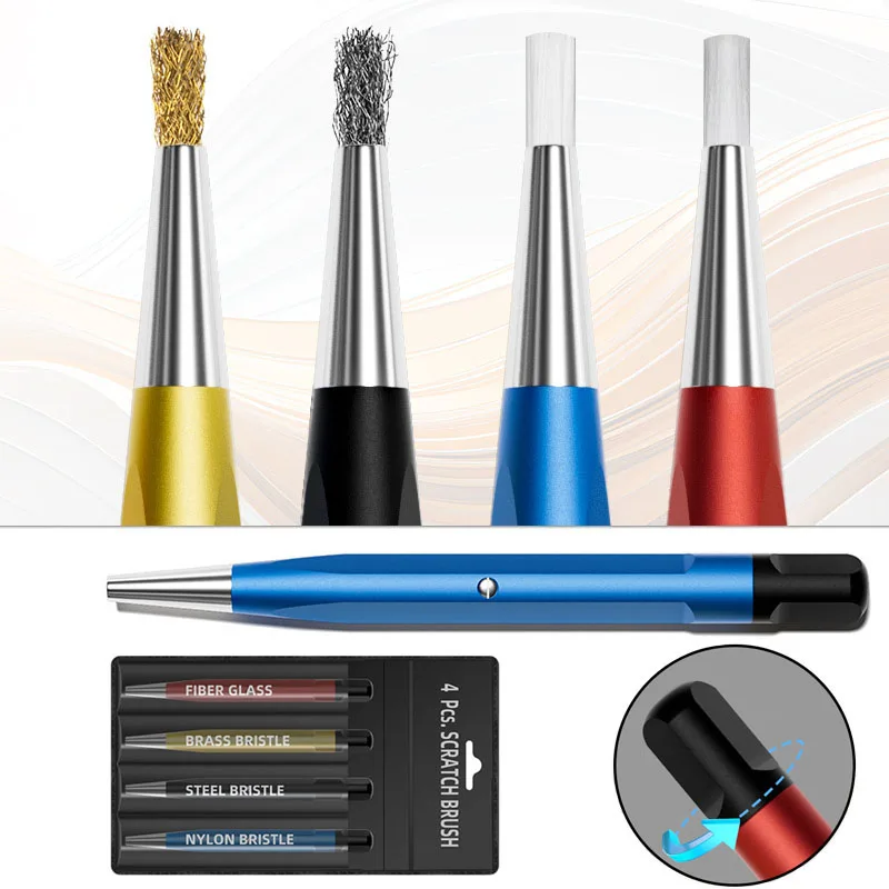 Lápiz Quita Manchas y Óxido para PCB, Lápiz de Cepillo de Fibra de Vidrio/Latón/Acero/Nylon, Herramienta de Limpieza Electrónica para Relojes