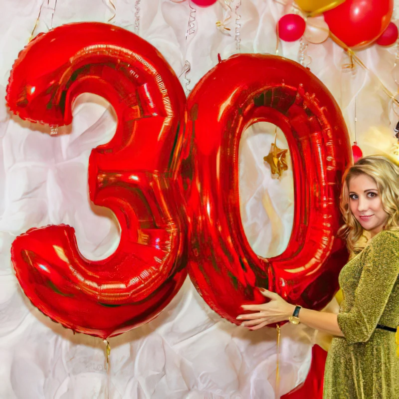 40in Giant Number Foil Balloons 0-9 Red Digital Helium Balloon Wedding Birthday Party Anniversary Decorations Baby Shower Globos