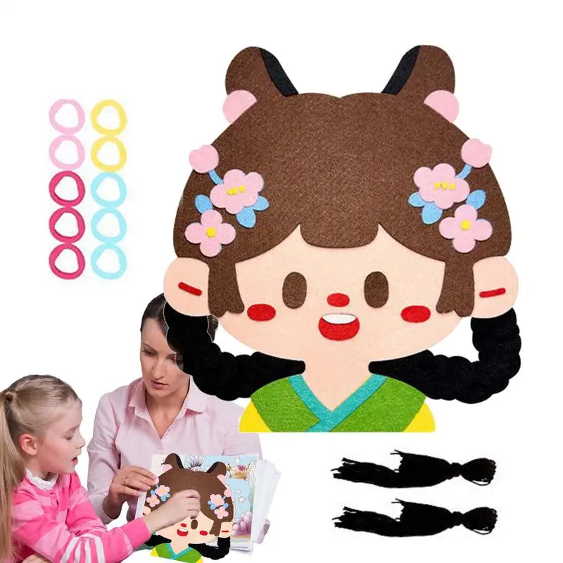 Hairstyle Craft Kit Portable Teaching Materials Package Book Kids Princess Craft Girls Braiding Toys Travel Activity Hair Salon