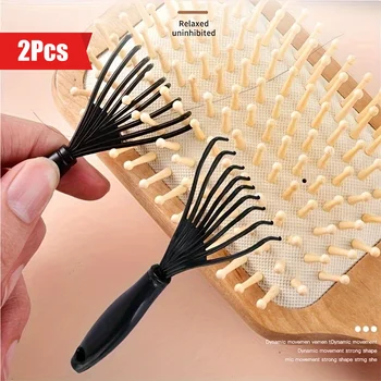 Mini peine y cepillo para el pelo, removedor de limpieza, herramienta con mango integrado, útil limpiador, peine para el pelo, accesorios, garra de enganche, 2 uds.