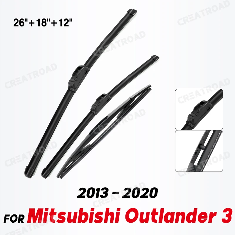 Wiper Front & Rear Wiper Blades Set For Mitsubishi Outlander MK3 2013 - 2020 Windshield Windscreen Window 26\