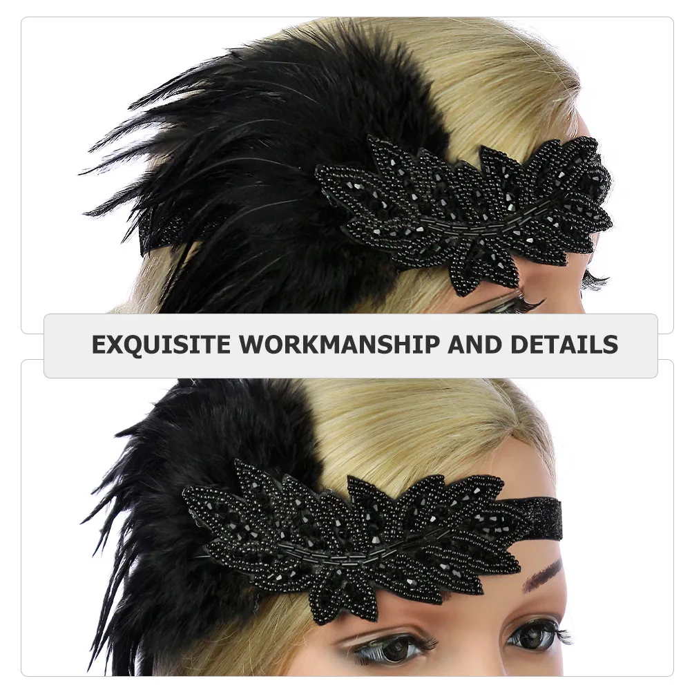 

Повязка на голову с перьями в стиле 1920-х годов для женщин, ретро-украшение для вечеринок в стиле флеппер, идеально подходит для винтажных балов, банкетов, танцевальных вечеров