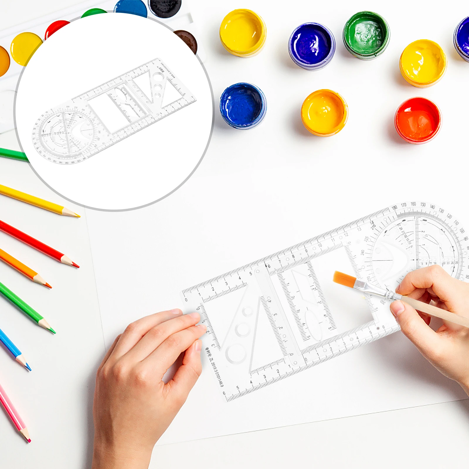 

Multifunctional Geometric Drawing Ruler Set Lightweight Plastic Measuring Tool For School Students Mathematics Exam Use Clear