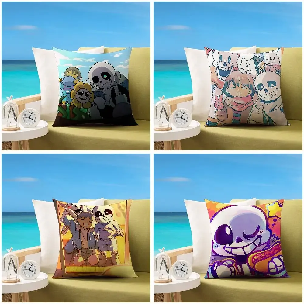 Cute H-Undertale Sans-W Pillow Case Sofa And Living Room Decorative Cushion Covers Dust-proof And Mite-proof Invisible Zipper