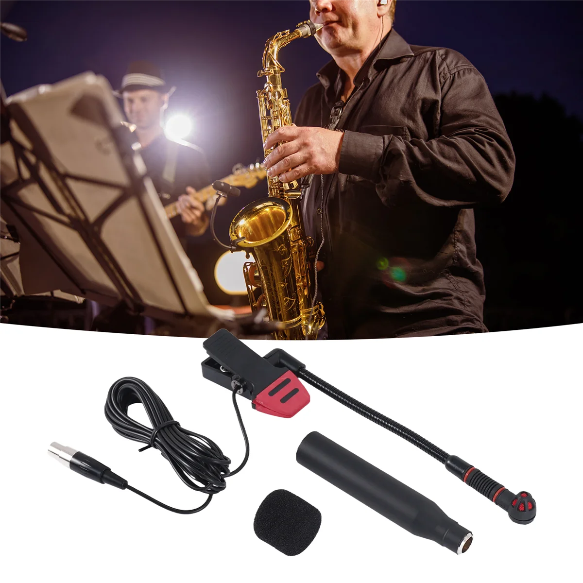

BFYLW Alctron IM500 Clip-on Instrumental Condenser Microphone Gooseneck Mic for Orchestra Saxophone Trumpet Saxe