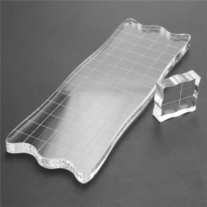 A59E-7-teiliges transparentes Stempelblock-Set, Acryl-Stempelblöcke-Werkzeugset mit Gitter für Scrapbooking, Bastelarbeiten, Karten, Zeitplanbuch