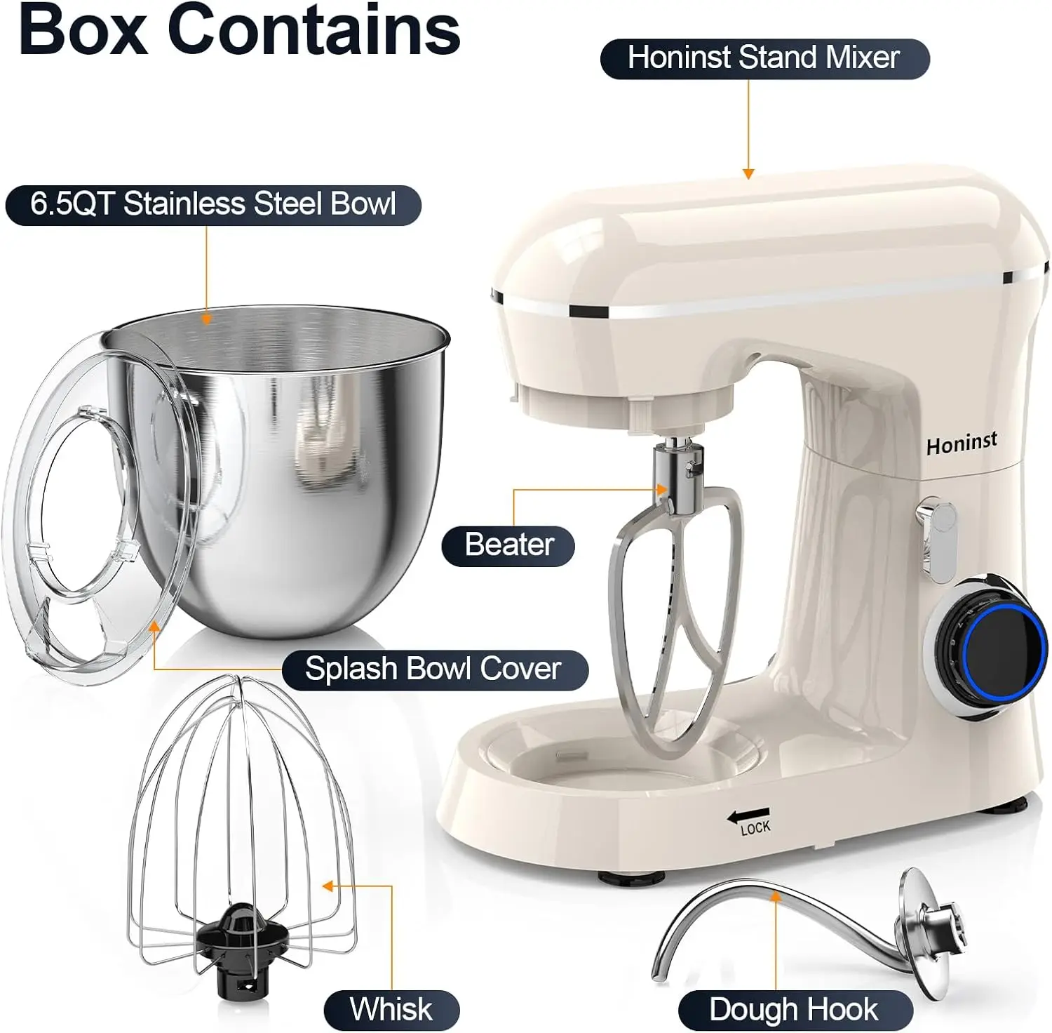Electric 3 In 1 Tilt Head Stand Mixer 10 Speed 65 Quart Food Mixer