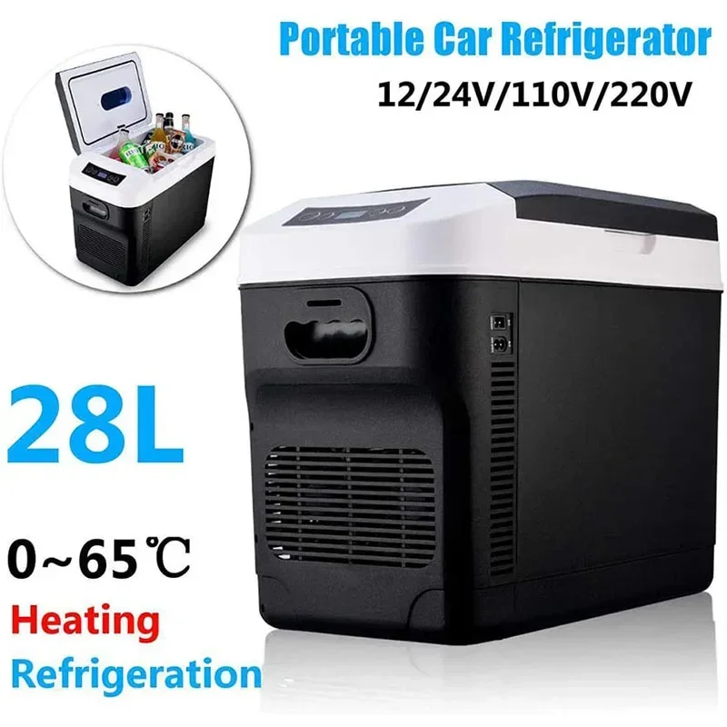 28L Mini Fridges 12/24V Car Home Dual Use Refrigerator Protable Drinks Cooler Heater for Food Drink 110/220V Outdoor Picnic