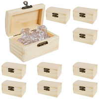 10Pcs Mini Wooden Box with Lids Locking Clasp DIY Unfinished Blank Craft Box Treasure Chest for Jewelry Mementos and Small Items