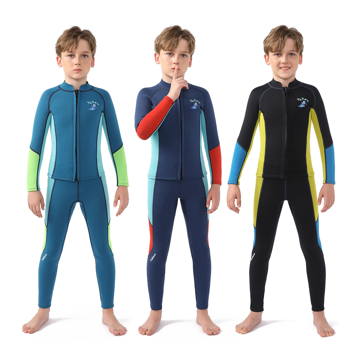 

STLF YAKEVO Long Sleeve Children Swimming Snorkeling Diving Suits 3Mm Neoprene Two Piece Kids Surfing Wetsuit