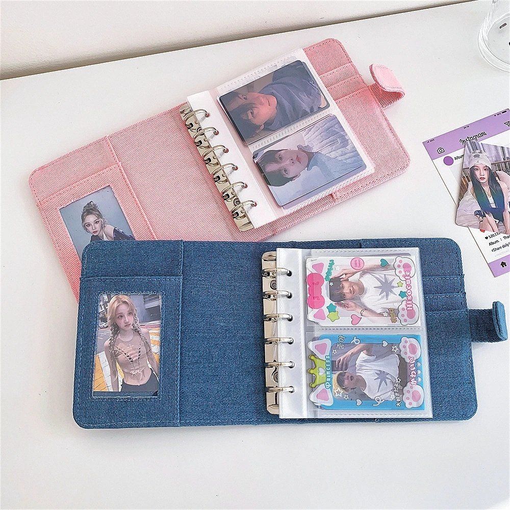 A7 Denim Minimalist Korean Style Loose-Leaf Photo Album for KPop Photocard Collectors