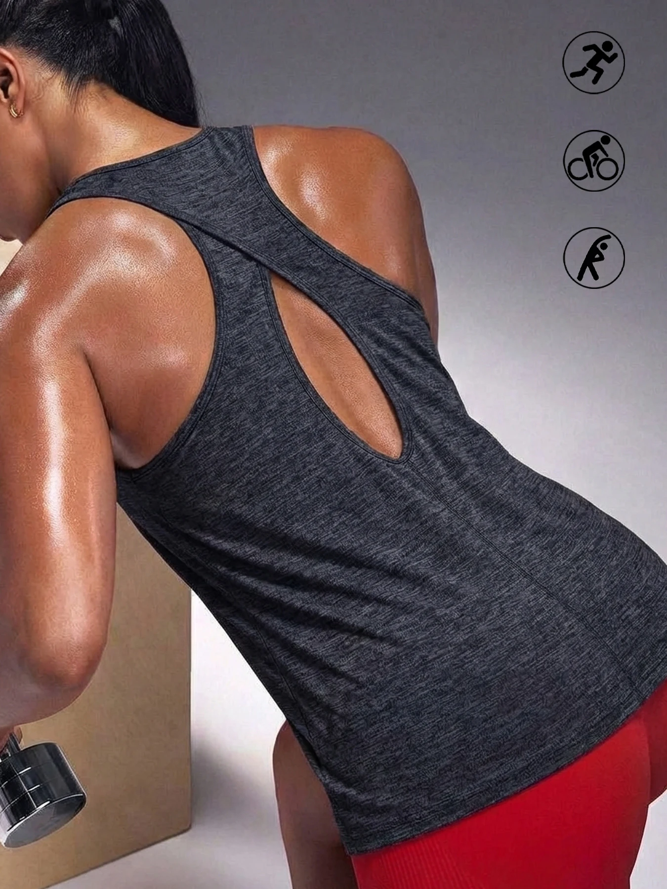 Superweiche Rückenfreie Workout-Tops für Frauen Racerback Tanktops Offener Rücken Lauf-Muskelshirt Yoga-Shirts – Detail 2
