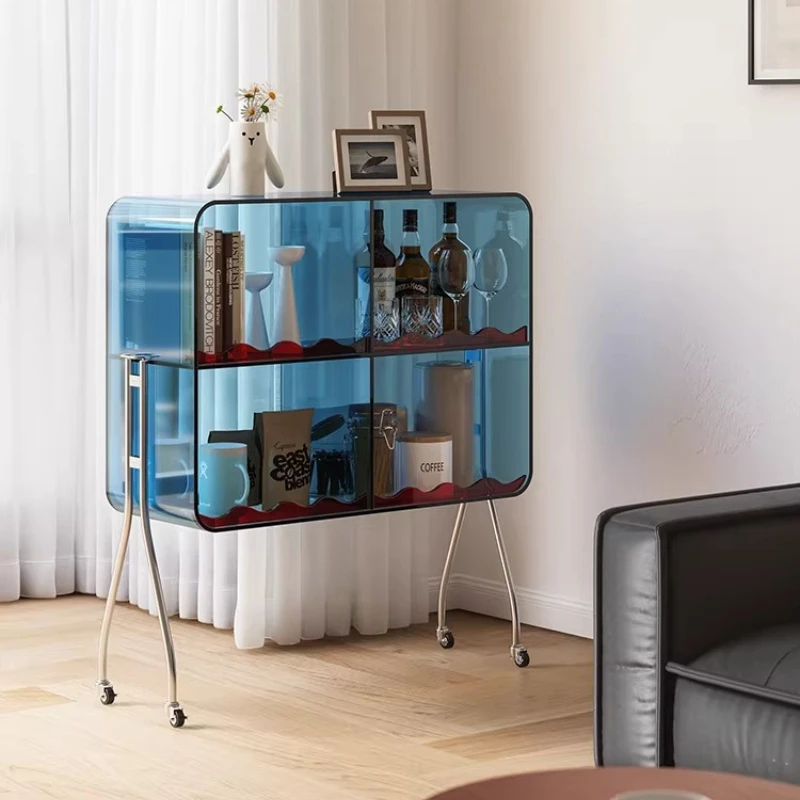 

Acrylic mobile shelf storage cabinet wine cabinet modern simple living room display