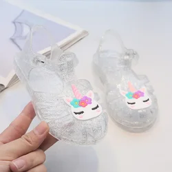 Children Sandals Cute Cartoon Shaped Jelly Girl Casual Shoes Anti-Slippery Breathable Kid Princess Outdoor Beach Wading Slippers