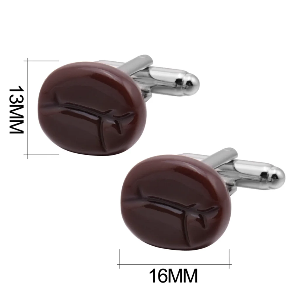 Brown Coffee Bean-shaped Cufflinks Men's Business Casual Sleeve Studs With Metal Accessories Shirt Suit Cuff For Coffee Lovers