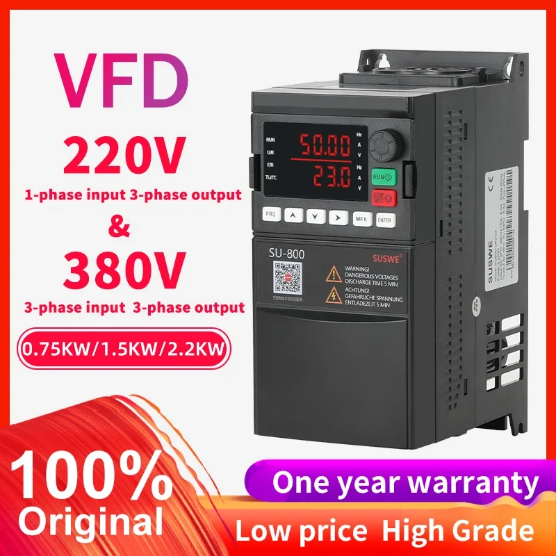 

SU800 220V/380V VFD INVERTER 0.75KW/1.5KW/2.2KW Variable Frequency Drive Converter for 3 phase Motor speed control